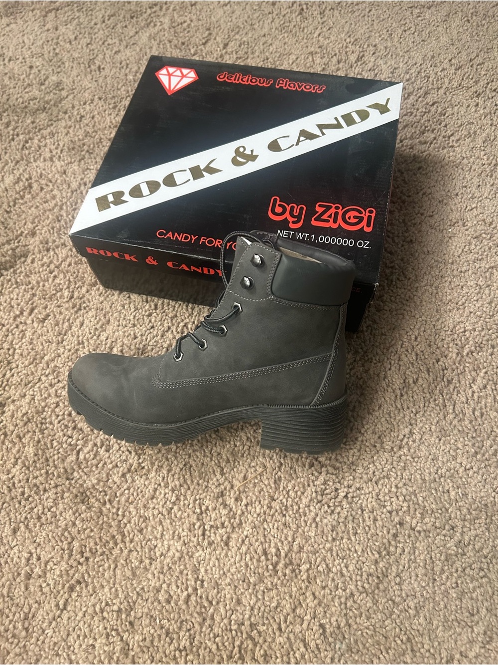 NEW Women's Grey Lace-Up Ankle Boots